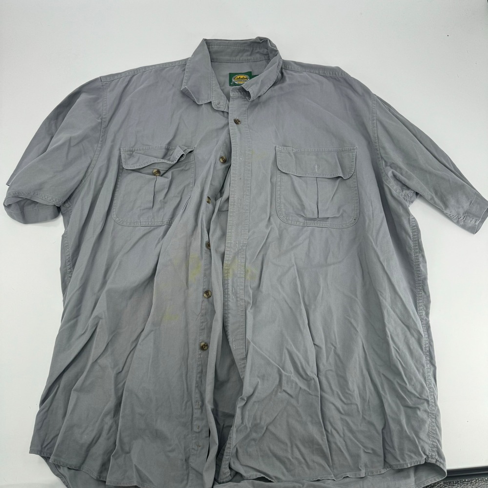 Cabelas Mens XL Tall Gray Short Sleeve Button Up Outdoor Gear Shirt